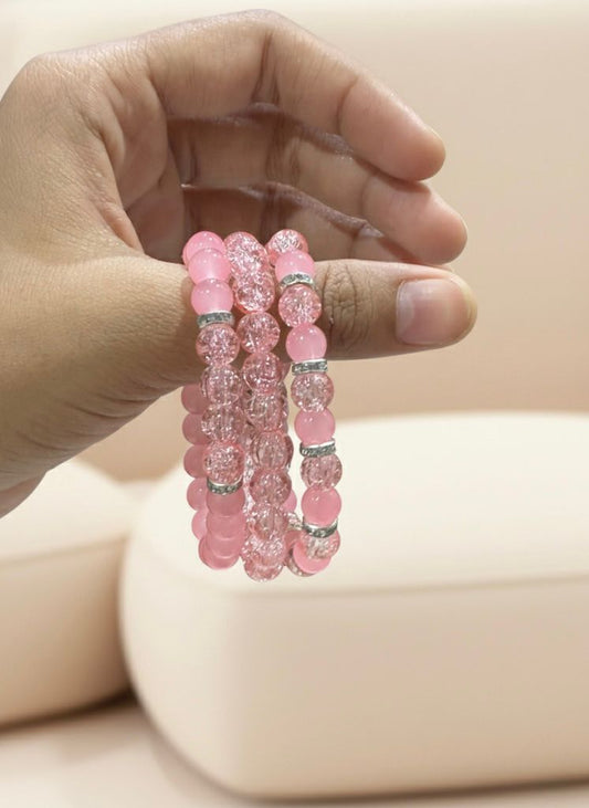 Pink Blossom Trio Bracelets set