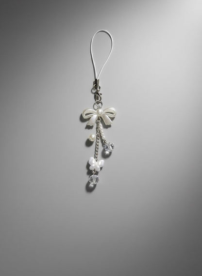 Elegant Pearl Bow Phone Charm