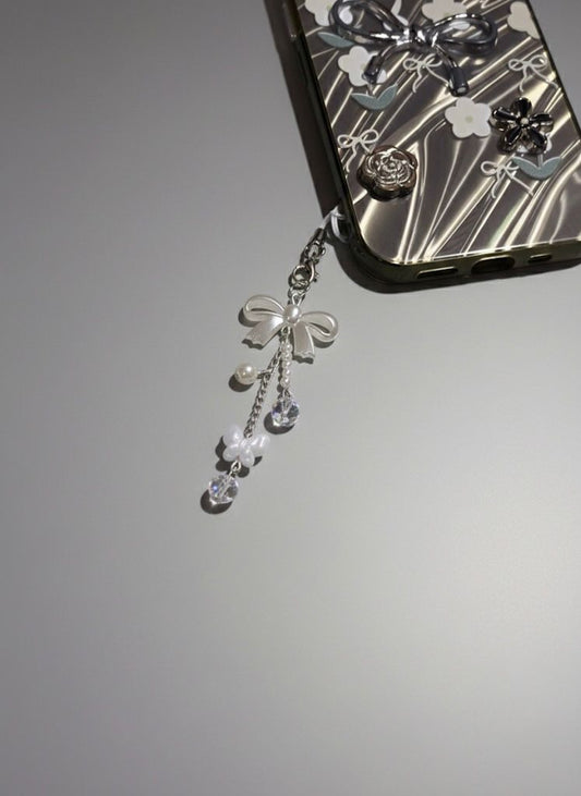Elegant Pearl Bow Phone Charm