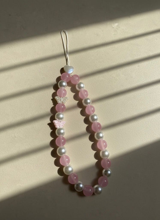 Blush Butterfly Pearl Phone Charm